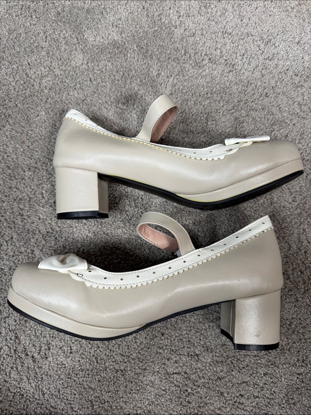Women’s Chunky Heel Mary Jane Pumps Cute Bow Hearts Round Toe Size 9.5 NEW *READ - Picture 14 of 15